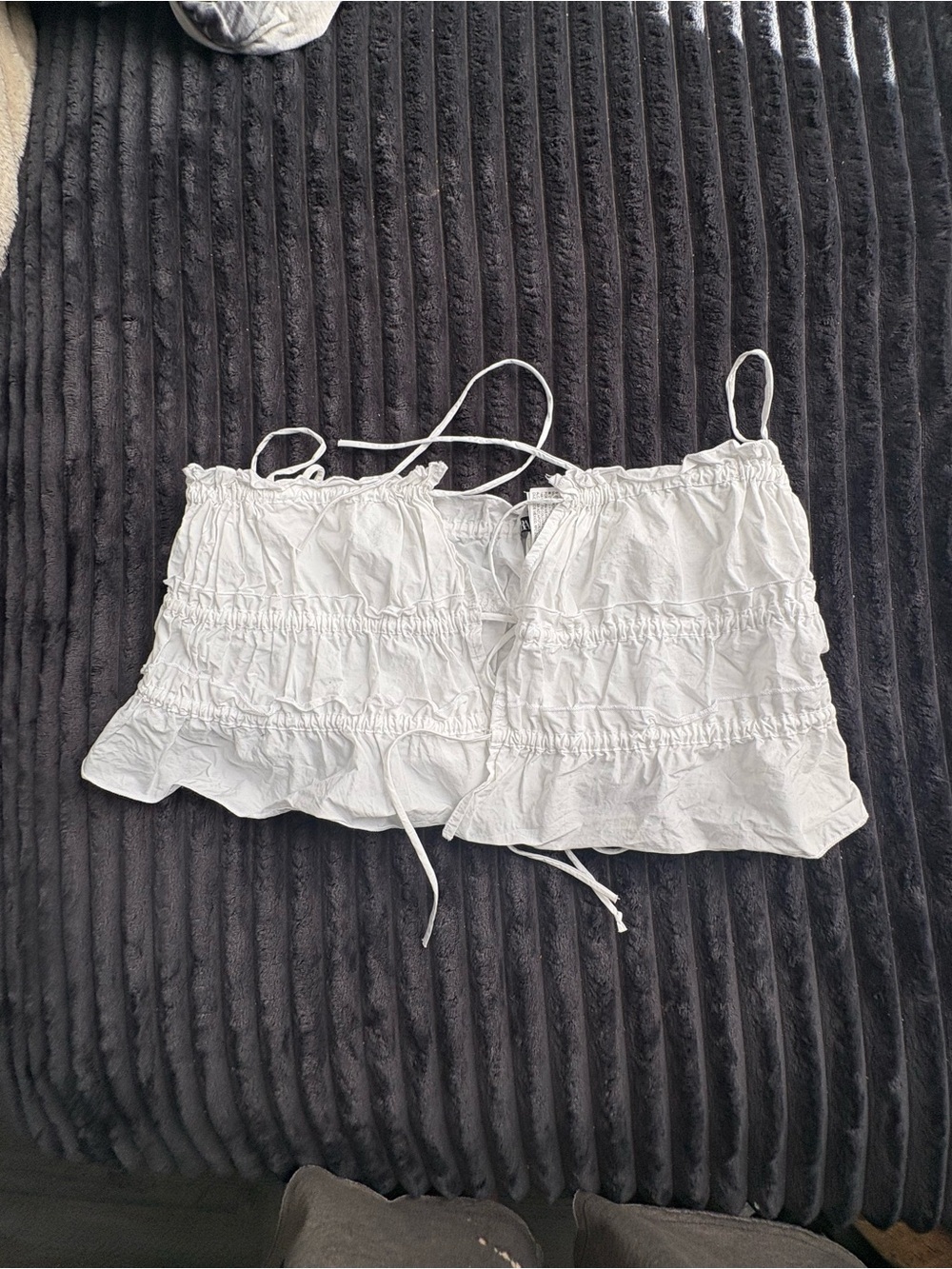 Zara White Smocked Tie-Front Cami
